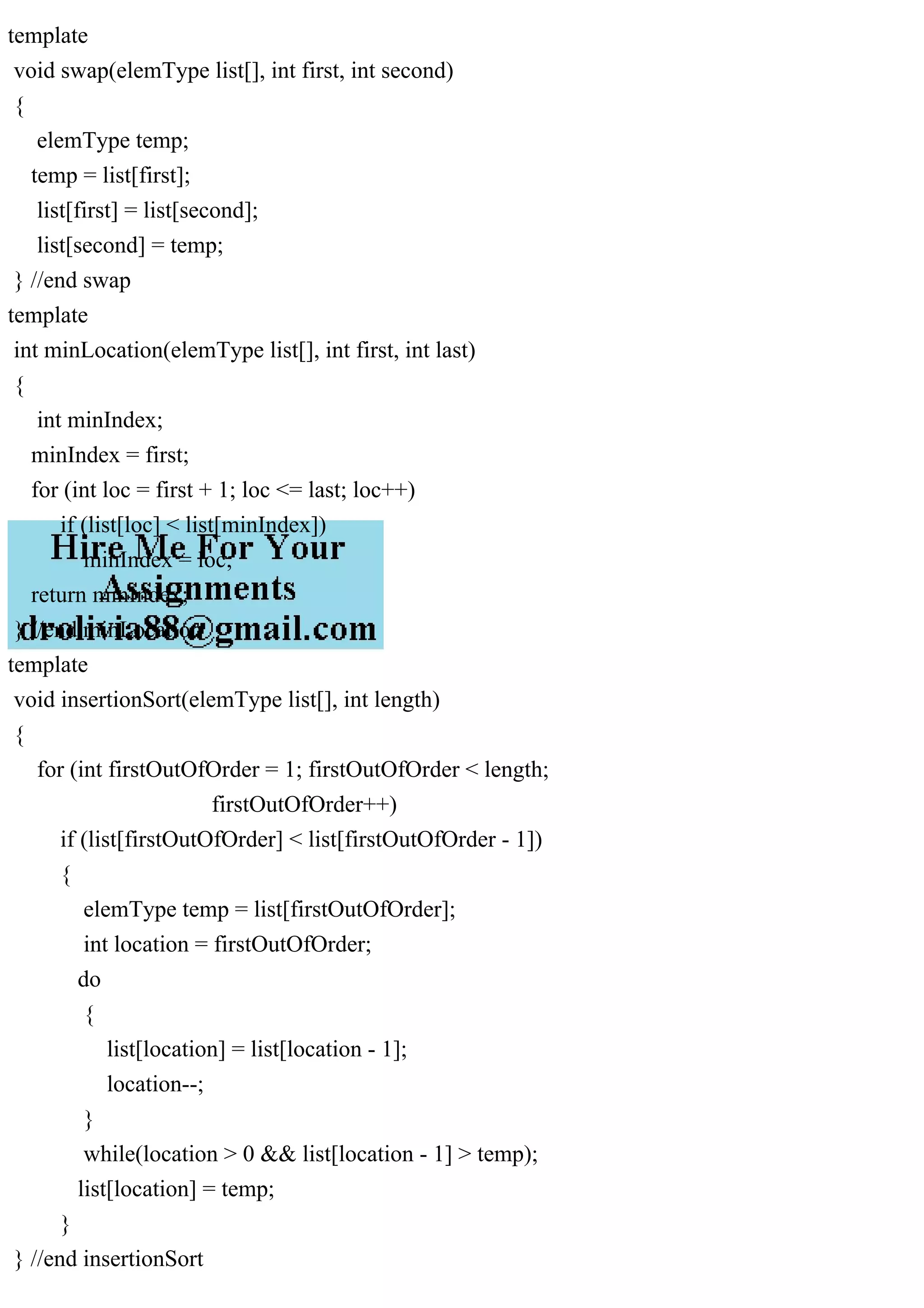 c++Write a program to test the selection sort algorithm for array-.pdf