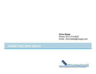Chris Steele
                      Phone: (617) 314-6527
                      Email: chris.steele@cwsgrp.com


THANK YOU VERY MUCH
 