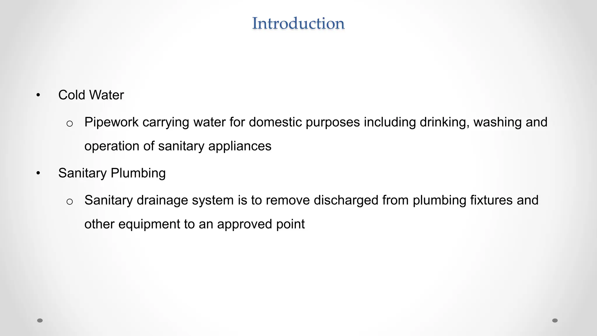 cold water sanitary plumbing system requirement design for renovation ...
