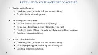 cold water sanitary plumbing system requirement design for renovation ...
