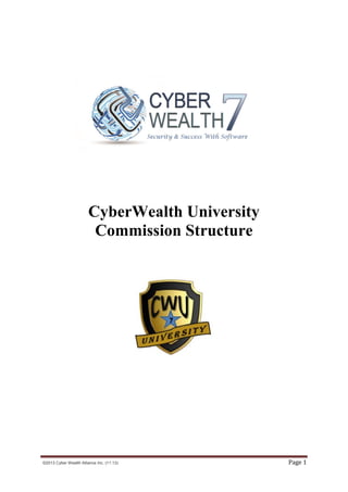 CyberWealth University
Commission Structure

©2013 Cyber Wealth Alliance Inc. (11.13)

Page 1

 