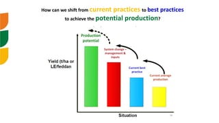 How can we shift from current practices to best practices
to achieve the potential production?
 