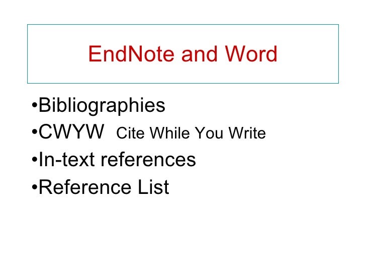 endnote cite while you write word