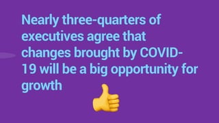 Nearly three-quarters of
executives agree that
changes brought by COVID-
19 will be a big opportunity for
growth
 