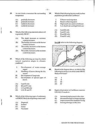 CSEC GEOGRAPHY 2009 multiple choice past paper