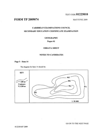 CSEC GEOGRAPHY 2009 multiple choice past paper