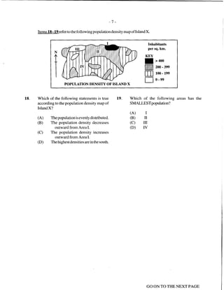 CSEC GEOGRAPHY 2009 multiple choice past paper