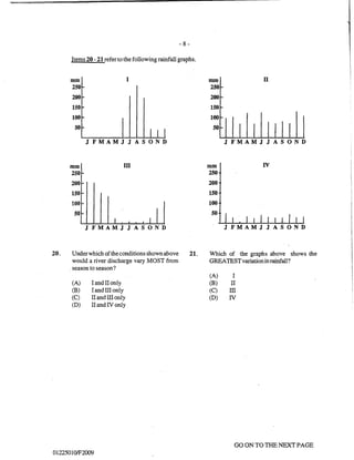 CSEC GEOGRAPHY 2009 multiple choice past paper