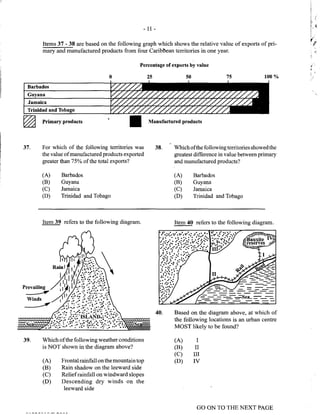 CSEC GEOGRAPHY 2011 multiple choice past paper