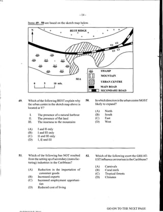CSEC GEOGRAPHY 2011 multiple choice past paper