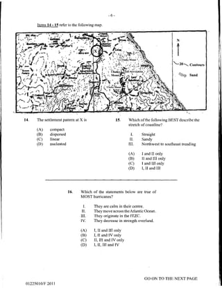 CSEC GEOGRAPHY 2011 multiple choice past paper