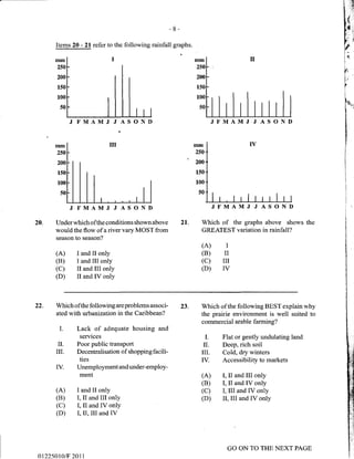 CSEC GEOGRAPHY 2011 multiple choice past paper