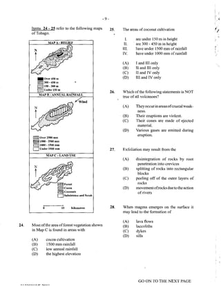 CSEC GEOGRAPHY 2011 multiple choice past paper