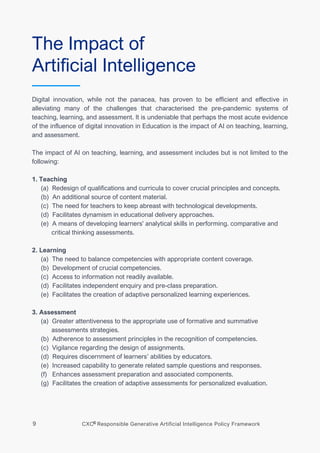 CXC® Responsible Generative Artificial Intelligence Policy Framework | PDF