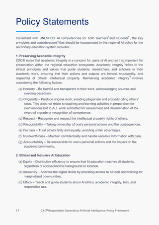 CXC® Responsible Generative Artificial Intelligence Policy Framework | PDF