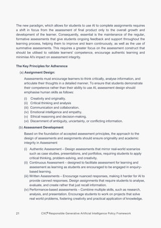 CXC® Responsible Generative Artificial Intelligence Policy Framework | PDF