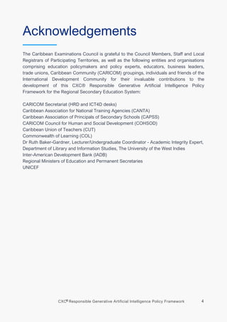 CXC® Responsible Generative Artificial Intelligence Policy Framework | PDF