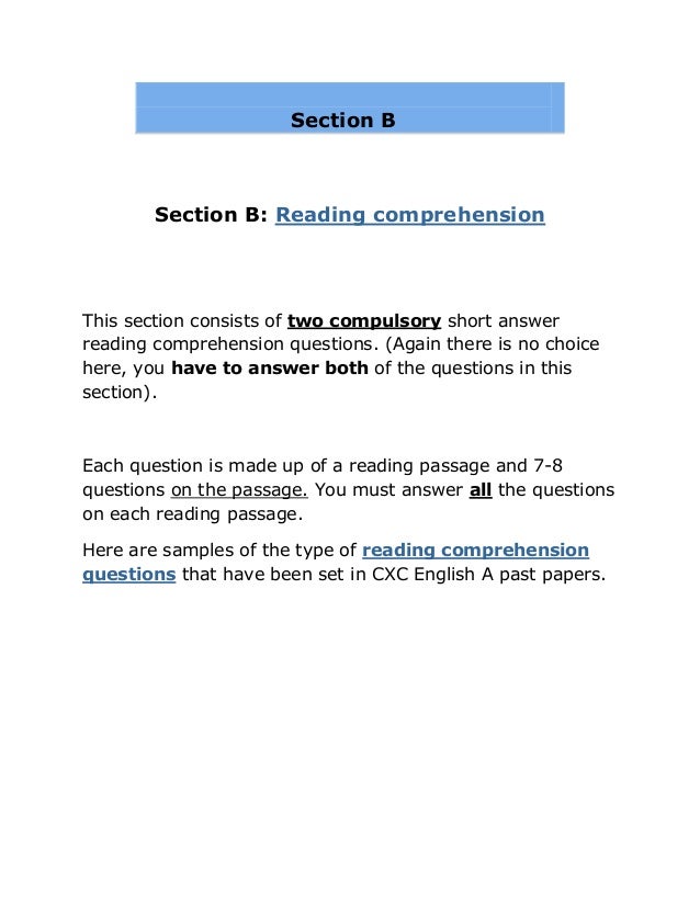 Csec english b paper 1 2018 answers image