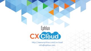 Get In Touch With Us 
http://www.ephlux.com/cx-cloud 
info@ephlux.com 
12 

