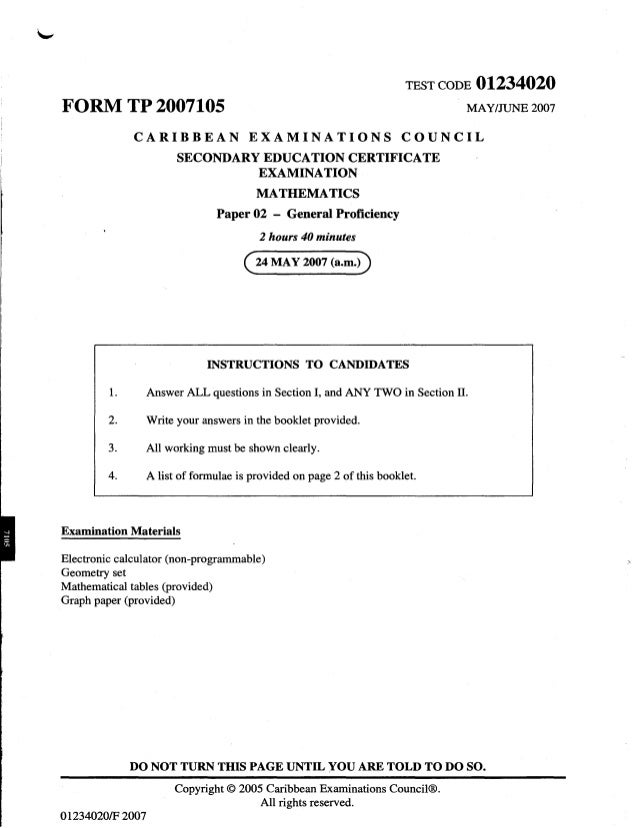 Cxc mathematics june_07_p2
