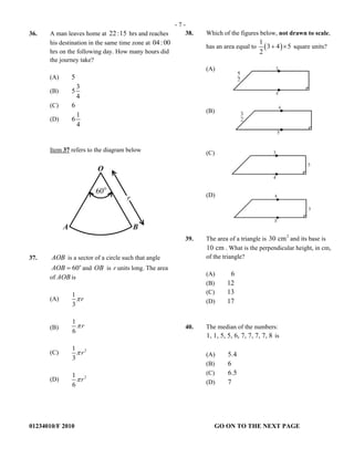 CXC MATHEMATICS MULTIPLE CHOICE | PDF