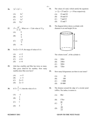 CXC MATHEMATICS MULTIPLE CHOICE | PDF