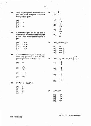 CXC MATHEMATICS MULTIPLE CHOICE | PDF