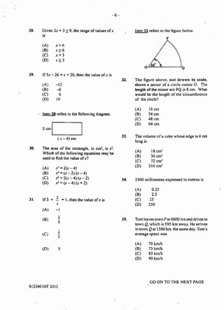 CXC MATHEMATICS MULTIPLE CHOICE | PDF