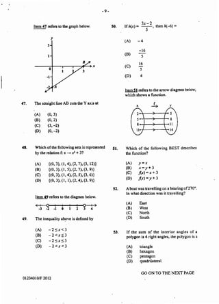 CXC MATHEMATICS MULTIPLE CHOICE | PDF