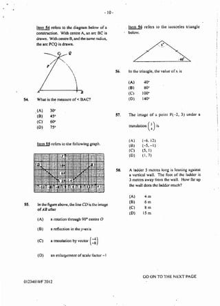 CXC MATHEMATICS MULTIPLE CHOICE | PDF