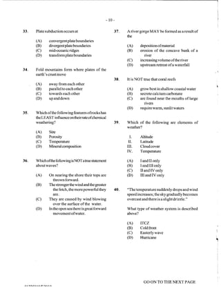 CSEC GEOGRAPHY multiple choice past paper 2010