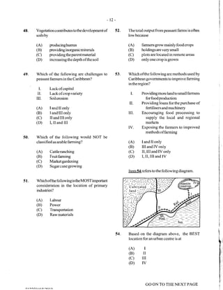 CSEC GEOGRAPHY multiple choice past paper 2010