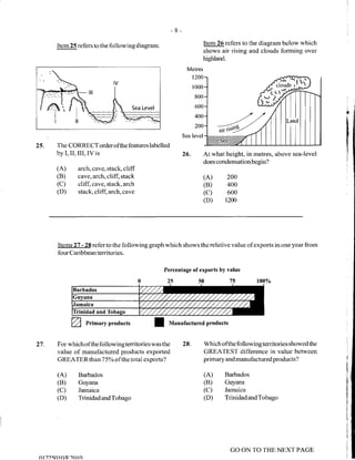 CSEC GEOGRAPHY multiple choice past paper 2010