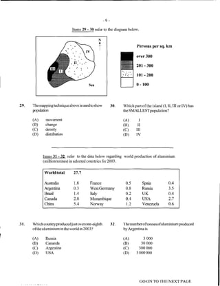 CSEC GEOGRAPHY multiple choice past paper 2010