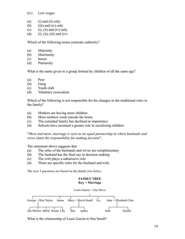 Cxc past papers for social studies with multiple choice questions | DOCX