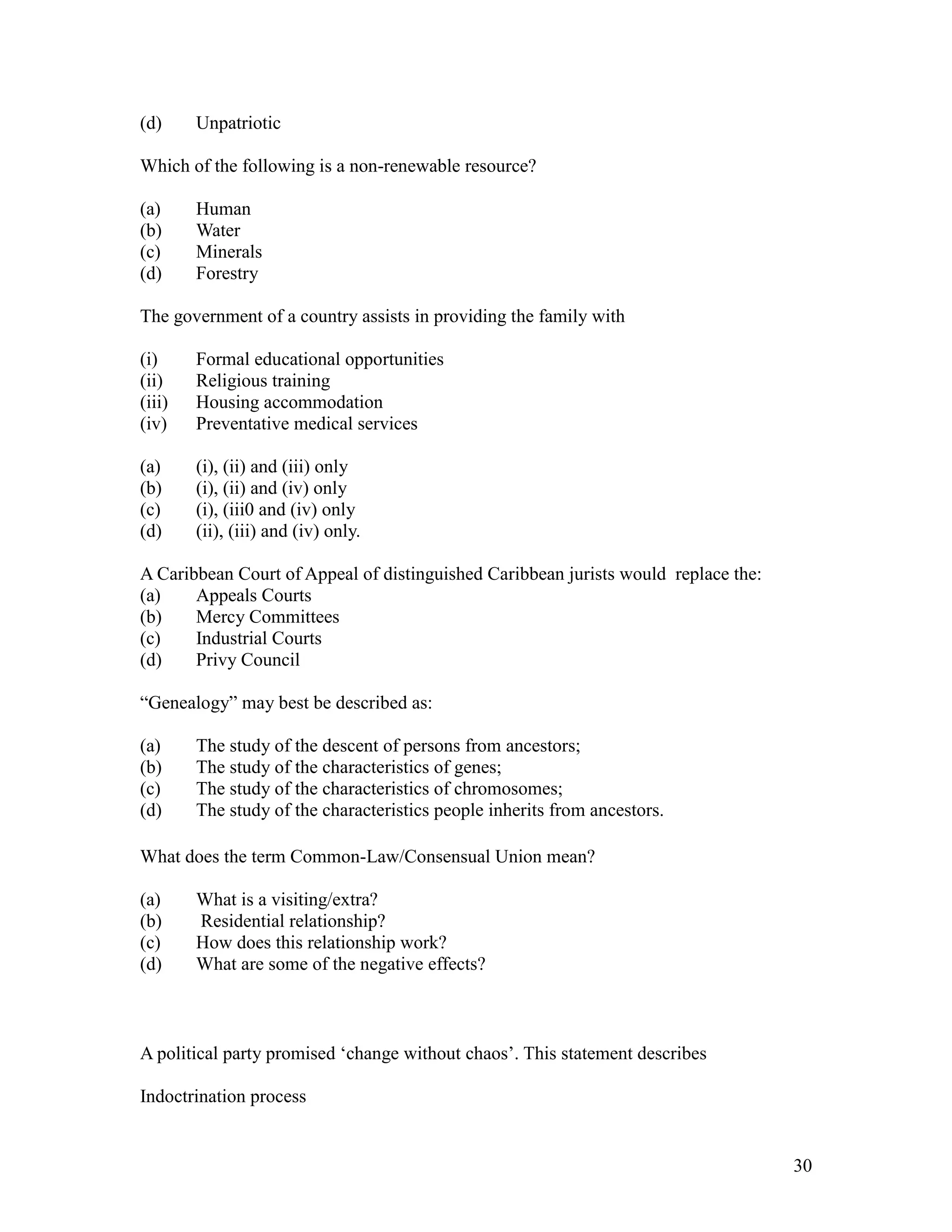Cxc Social Studies Multiple Choice Questions DOCX Marriage And Cxc social studies multiple choice questions docx marriage and