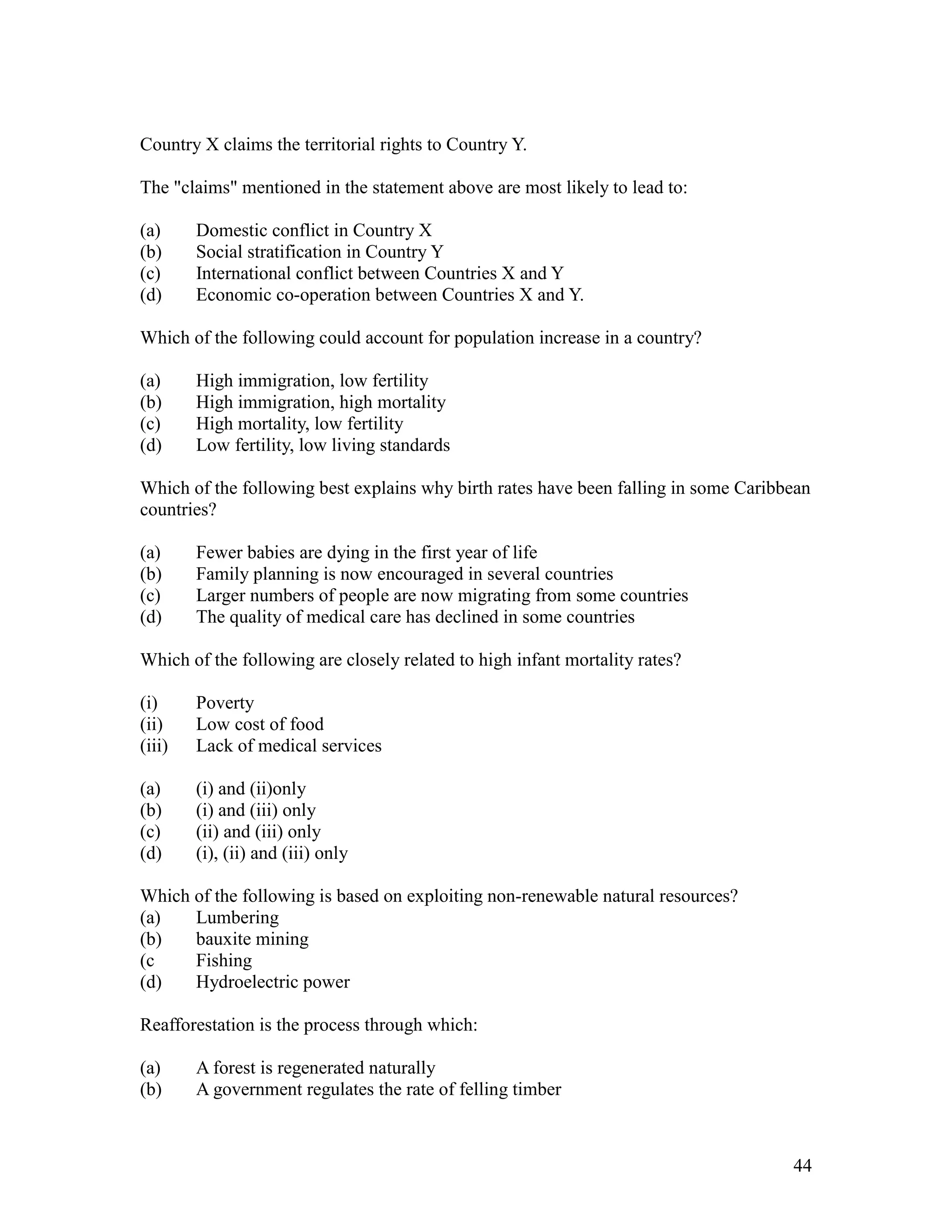 Cxc Social Studies Multiple Choice Questions | DOCX | Marriage and ...