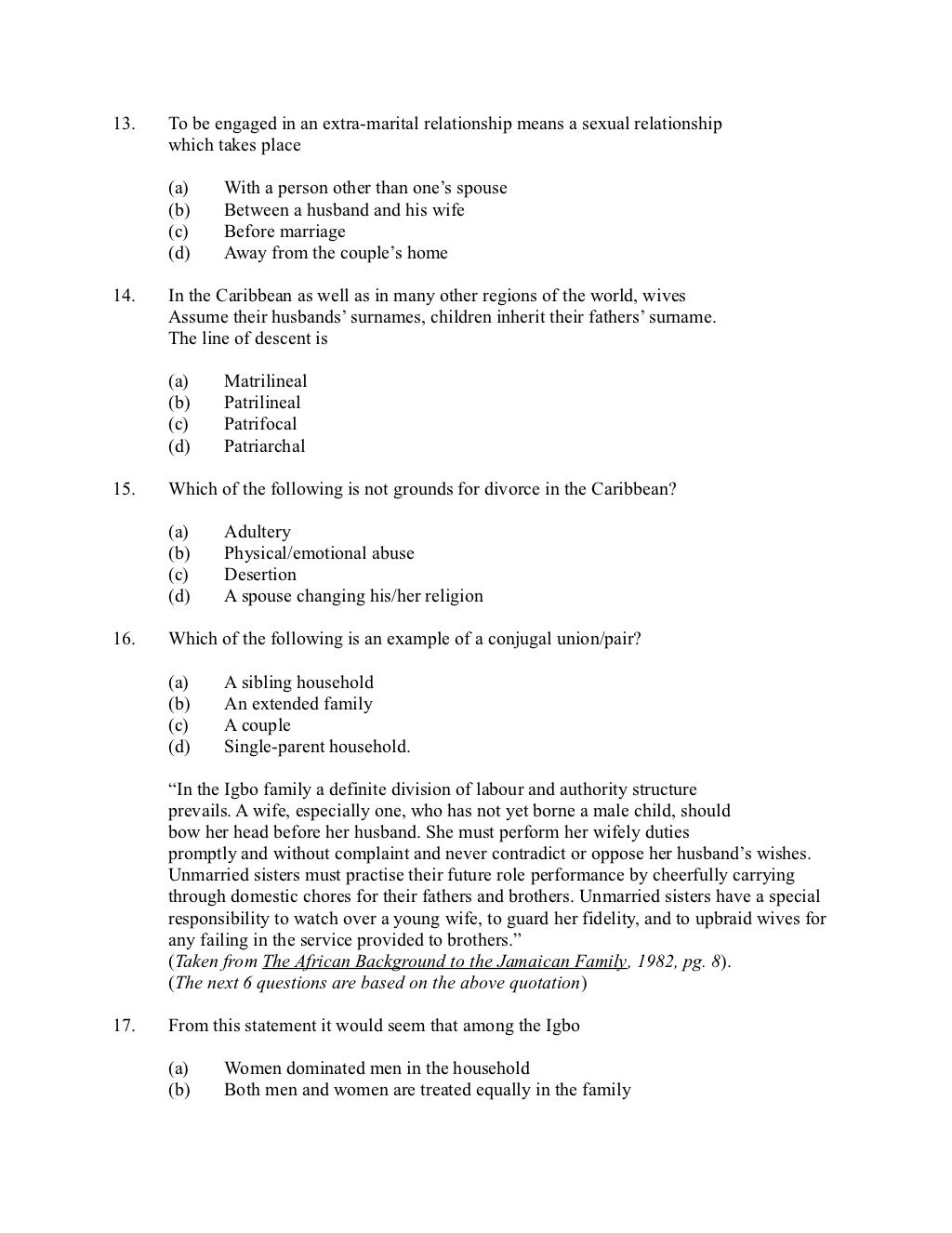 Cxc social studies questions1