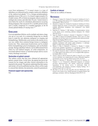 El‑Agwany: large uterine cervical cysts
156 Journal of Medical Ultrasound  ¦  Volume 26  ¦  Issue 3  ¦  July-September 201...