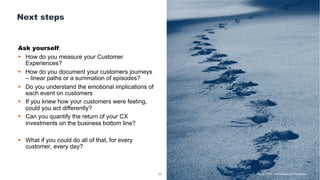 Next steps
©2019 TTEC. Confidential and Proprietary28
Ask yourself:
§ How do you measure your Customer
Experiences?
§ How ...