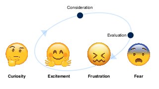 Consideration
Evaluation
Curiosity Excitement FearFrustration
 