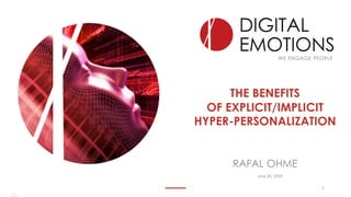 THE BENEFITS
OF EXPLICIT/IMPLICIT
HYPER-PERSONALIZATION
1
RAFAL OHME
June 20, 2019
 