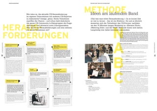 HERAUSFORDERUNGEN                                                                                                                                                      METHODE NABC: IDEEN AM LAUFENDEN BAND




                                                                                   Wie wäre es, die aktuelle CX-Herausforderung
                                                                                                                                                                                               METHODE Band
                                                                                                                                                                                                Ideen am laufenden
                                                                                   im eigenen Unternehmen mit anderen CX-Experten
                                                                                   zu diskutieren? Gesagt, getan. Sechs Teilnehmer                                                                            «Das war eine echte Herausforderung.» «In so kurzer Zeit
                                                                                   ergriffen die Chance – und schon bald diskutierte                                                                          so viel zu lernen – das ist ein Erlebnis.» So und so ähnlich
                                                                                   die ganze CX-Community in Kleingruppen die Frage-                                                                          äusserten sich die Teilnehmer des CX-Forums, nachdem


                HERAUS-
                                                                                                                                                                                                                                                       N
                                                                                   stellungen und skizzierte erste Lösungsansätze.                                                                            sie den 75 Minuten langen Workshop zu «Elevator Pitch»,
                                                                                   Was waren die Herausforderungen und was nehmen                                                                             «Watering Hole» und der NABC Methode hinter sich hatten.
                                                                                   die sechs Teilnehmer mit?                                                                                                  Langweilig war dabei bestimmt niemandem.



                FORDERUNGEN
                                                                                                                                                                                                                                                       Grundlage des sogenannten Elevator Pitch ist die Erkenntnis, dass
                                                                                                                                                                                                                                                       man – während man mit dem Chef im Lift auf dem Weg zum Büro
                                                                                                                                                                                                                                                       ist – bis zu drei Minuten seiner Zeit geschenkt bekommt. Damit man
                                                                                                                                                                                                                                                       diese Zeitspanne optimal nutzen kann, muss man eine Idee allerdings
                                                                                                                                                                                                                                                       erst einmal haben und sie dann aufbereiten – zum Beispiel mit der
                                                                                                                                                                                                                                                       NABC Methode, die vom amerikanischen Stanford Research Institute
                                                                                                                                                                                                                                                       entwickelt wurde. Die Wissenschaftler hatten genug davon, dass




                                                                                                                                                                                                                                                       A
                                                                                                                                                                                                                                                       viele gute Ideen nicht angenommen wurden, bloss weil die Ideenge-
                                                                                                                                                                                                                                                       ber sie nicht gut genug darstellen konnten.
                                                                                    UNI ST. GALLEN /
 CUSTOMER EXPERIENCE FORUM 3




                                                                                                                                                                                                                                                                                                                                           CUSTOMER EXPERIENCE FORUM 3
                                                                                    ETH ZÜRICH                                                                                                                                                         NABC ALS WEG ZUR LÖSUNG
                               BERNER FACHHOCHSCHULE                                LUKAS ACKERMANN                                                                                                                                                    Viele Mythen ranken sich um die Entstehung von Ideen. Genies fällt die Lösung
                               ANDREAS NINCK                                                                                                 ORELL FÜSSLI                                                                                              ihrer Problemstellungen angeblich häuﬁg im Traum ein. Doch in Wirklichkeit
                                                                                                                                             WIRTSCHAFTSINFORMATIONEN                                                                                  erarbeiten auch weniger kreative Köpfe an ihren Schreibtischen gute Ideen.
                               In einem Projekt der Berner Fachhoch-               Wo sind Best Practices von Customer Ex-                   RÖBI FURGER                                                                                               Die NABC-Methode hilft, Ideen gemeinsam mit anderen zu entwickeln und zu
                               schule geht es um die Aktivierung von               perience im Versicherungsbereich? Basis                                                                                                                             «verkaufen».
                               Senioren im Onlinebereich. Wie kann                 der Diskussion ist eine I-Lab-Studie im                   Wie kann man zwei Firmen aus den Be-
                               man an einem Infostand in einem Ein-                Auftrag der Swisscom, die auf Angaben                     reichen Büroautomation und Büromöbel                                                                          N steht dabei für NEED. Jede gute Idee muss für irgendetwas
                               kaufszentrum den Senioren ein kurzes                von Versicherungskadern und Kunden                        so zusammenführen, dass die Kunden                                                                            nützlich sein. Sie muss ein Problem lösen. Und dieses Problem steht
                               Erfolgserlebnis vermitteln? Und wie                 beruht.                                                   davon proﬁtieren? Und: Wie schafft es                                                                         am Anfang der Entwicklung.




                                                                                                                                                                                                                                                       B
                               kann man dabei gleichzeitig etwas über                                                                        der einzelne Verkäufer, das jeweils an-
12




                                                                                                                                                                                                                                                                                                                                           13
                               deren Hemmschwellen und Interessen                  «In meiner Gruppe haben wir über Social                   dere Thema beim Kunden zu lancieren,                                                                          A steht für APPROACH. Hier nähert man sich der Problemlösung an,
                               erfahren?                                           Media und Einsatzmöglichkeiten in der Ver-                ohne aufdringlich zu wirken?                                                                                  erklärt, wie man auf welchen logischen Schritt gekommen ist.
                                                                                   sicherung diskutiert. Die Meinungen über
                                                                                   Chancen und Risiken waren etwa gleich ver-                                                                                                                              B steht für BENEFIT. Was ist das Tolle, das Einzigartige an der Idee?
                               «Die Diskussionsrunde zu meiner Herausfor-          teilt: der Hype als Chance und die Angst vor              «Völlig losgelöst und doch – oder gerade des-
                               derung war für mich ein Erfolgserlebnis, ob-        Kontrollverlust.»                                         halb – gab es ganz viele gute Lösungsansätze,                                                                 C steht für COMPETITION. Jede gute Idee steht im Wettbewerb.
                               wohl – oder vielleicht gerade weil – wir mehr                                                                 die in diesem Rahmen in kurzer Zeit gefunden                                                                  An dieser Stelle der Ideenpräsentation kann man Skeptikern
                               über die Analyse der Situation gesprochen                                                                     wurden.»                                                                                                      den Wind aus den Segeln nehmen.
                               haben als über mögliche Lösungsideen. Die
                               Diskussion mit aussenstehenden Personen                                                                                                                                                                                 Innerhalb von NABC unterscheidet man die Phasen «Entwicklung», «Prüfung»
                               hat mir geholfen, den Blick zu schärfen und                                                                                                                                                                             und «Präsentation». Die NABC Struktur kommt bei jedem Elevator Pitch zum
                               den Fokus auf die entscheidenden Fragen zu                                                                                                                                                                              Tragen. Wichtig ist dabei, die Aufmerksamkeit des Gegenübers zu erlangen,
                               richten: Wer sind die Nutzer? Welche Ansprü-                SULZER                                            AXA WINTERTHUR                                                                                            von der Idee zu berichten und eine Reaktion zu erbitten.




                                                                                                                                                                                                                                                       C
                               che haben diese an mein Angebot? Und wel-                   VERENA GÖLKEL                                     AXA KONZERN
                               chen Nutzen kann ich mit meiner Leistung                                                                      FULVIO ELIA & FRANK PFEFFER                                                                               ÜBUNG MACHT DEN MEISTER
                               schliesslich stiften?»                                      Wie kann man im B2B-Geschäft Social                                                                                                                         Beim Workshop kam nach der kurzen Einführung in die Theorie sofort und
                                                                                           Media nutzen, um das Kundenerlebnis               Wie implementiert ein Unternehmen                                                                         unmittelbar die Praxis. Innerhalb von wenigen Minuten entwickelte jeder
                                                                                           positiv zu beeinﬂussen?                           wie die A X A Customer Experience                                                                         Teilnehmer eine Idee und versuchte, sie in der Form des Elevator-Pitch inner-
                                                                                                                                             Design und erhöht gleichzeitig die Ak-                                                                    halb von einer Minute den Kollegen im Team zu verkaufen. Erste Erkenntnis:
                                                                                                                                             zeptanz bei den Mitarbeitenden für                                                                        Es ist wirklich erstaunlich, wie schnell die Zeit vergeht!
                                                                                           «Social Media – alle sprechen darüber, CX-ler     dieses Thema? Immer wieder stösst man                                                                          Die Adressaten der Idee nutzten das sogenannte Watering Hole, eine
                                                                                           gestalten mit. In der Diskussionsrunde zu         schliesslich auf Gegenargumente wie                                                                       Feedback-Technik. Sie nahmen also einmal die Position eines Befürworters
                                 ZÜRCHER KANTONALBANK                                      meiner Herausforderung gab es Austausch von       «zu grosser Aufwand», «es läuft ja auch           ELEVATOR PITCH                                          ein – mit einem gedachten grünen Hut auf dem Kopf – und lobten uneinge-
                                 ALEXANDRE STUMM                                           Erfahrungen, Diskussion verschiedener An-         so», «es bringt zu wenig Proﬁt»…                  5 Minuten Idee erarbeiten, eine Minute                  schränkt die guten Elemente der Idee. Dann aber nahmen sie die Position eines
                                                                                                                                                                                               vor den Kollegenkreis pitchen, Feeback
                                                                                           sätze wie ‹Fokus auf geschlossene vs. offene                                                        einholen, Pitch verbessern und das Ganze
                                                                                                                                                                                                                                                       Kritikers ein – mit einem virtuellen roten Hut auf dem Kopf – und suchten Ver-
                                                                                           Tools› und ‹Identiﬁkation potenzieller nächster   FULVIO ELIA: «In der AXA Herausforderun-          nochmals von vorne bitte!                               besserungsvorschläge. Anfangs gingen Rot und Grün noch ganz schön durch-
                                   Die Beratung bei einer Bank läuft über-                 Schritte›. Heraus kam ich mit einem umfassen-     gen haben Frank Pfeffer und ich gelernt, dass                                                             einander, aber konstruktive Kritik muss man eben auch erst lernen.
                                   all fast gleich ab. Die ZKB will sich aber              den MindMap und einem Kopf voller Ideen –         erstens CX nicht auf einmal umgesetzt werden               FILPCAMS                                            Der zweite Pitch brachte die zweite Erkenntnis: Es ist wirklich erstaunlich,
                                   differenzieren. Wie können Kunden in                    und Kontakten, die ich in der Umsetzung gerne     kann, sondern über mehrere Jahre in die Un-                Filmaufzeichnungen mit der Taschen-            was man in 60 Sekunden alles sagen kann, wenn man es sich genau überlegt
                                                                                                                                                                                                        kamera — einfach und schnell. Eine gute
                                   die Entwicklung eines zukünftigen Be-                   anrufen werde.»                                   ternehmung implementiert werden soll (kleine                                                              hat. Und wenn es gut gelaufen ist, hat inzwischen der zehnte Versuch den Weg
                                                                                                                                                                                                        Methode, um Momente einzufangen,
                                   ratungs- und Betreuungserlebnisses ein-                                                                   kontinuierliche Schritte). Zweitens sollten wir            sich selbst zu beobachten und sich             aus dem Labor in die Realität gefunden, ist ans Ohr eines echten Entscheiders
                                   bezogen werden? Wo sind «Moments of                                                                       unsere Mitarbeitenden im Head Ofﬁce mehr                   dadurch zu verbessern.                         gedrungen und hat damit einmal mehr die Alltagstauglichkeit der Methode
                                   Truth» in der Beratung?                                                                                   zum Kunden schicken, damit sie erzählen                                                                   bewiesen. Die Teilnehmer jedenfalls nahmen es sich gern vor: «Ich werde es
                                                                                                                                             können, was unsere Kunden gesagt haben                                                                    bestimmt mal im Unternehmen probieren», war zu hören.
                                                                                                                                             respektive was unsere Kunden wollen (Story-
                                  «Im Zusammenhang mit der von mir präsen-                                                                   telling).»
                                  tierten Herausforderung wurde rege diskutiert.
                                  Ich habe mir viele Ideen und interessante
                                  Anregungen notiert. Mindestens drei davon                                                                  FRANK PFEFFER: «Ich fand unsere Diskus-
                                  möchte ich für Anfang Jahr aktiv aufnehmen                                                                 sion sehr inspirierend und habe einige Ansätze
                                  und weiterverfolgen.»                                                                                      mit nach Köln nehmen können. Ich schätzte
                                                                                                                                             auch sehr, dass man mit Kollegen potenzieller
                                                                                                                                             Wettbewerber offen über die Thematik spre-
                                                                                                                                             chen konnte.»
 