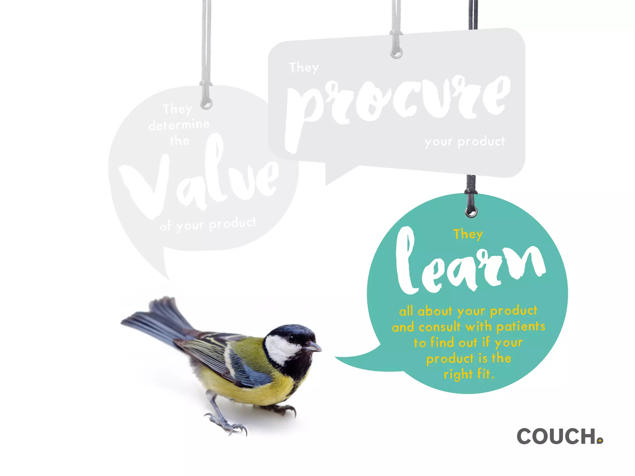 learn
They
all about your product
and consult with patients
to find out if your
product is the
right fit.
Valueof your product
procureThey
your product
They
determine
the
 