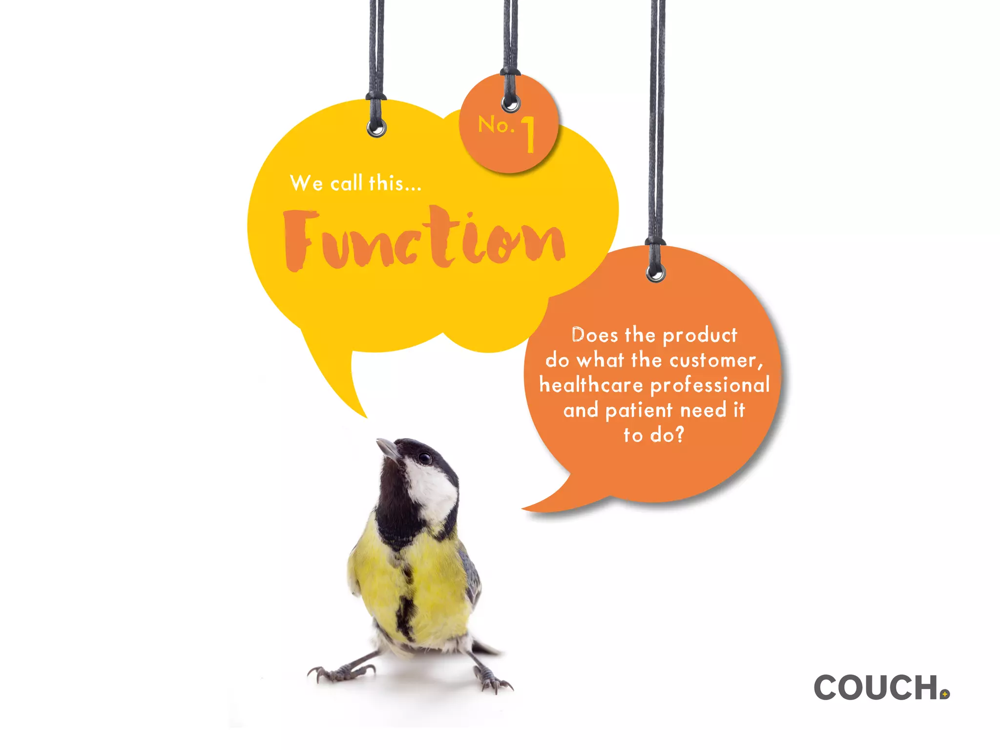 Does the product
do what the customer,
healthcare professional
and patient need it
to do?
Function
We call this...
No.
1
 