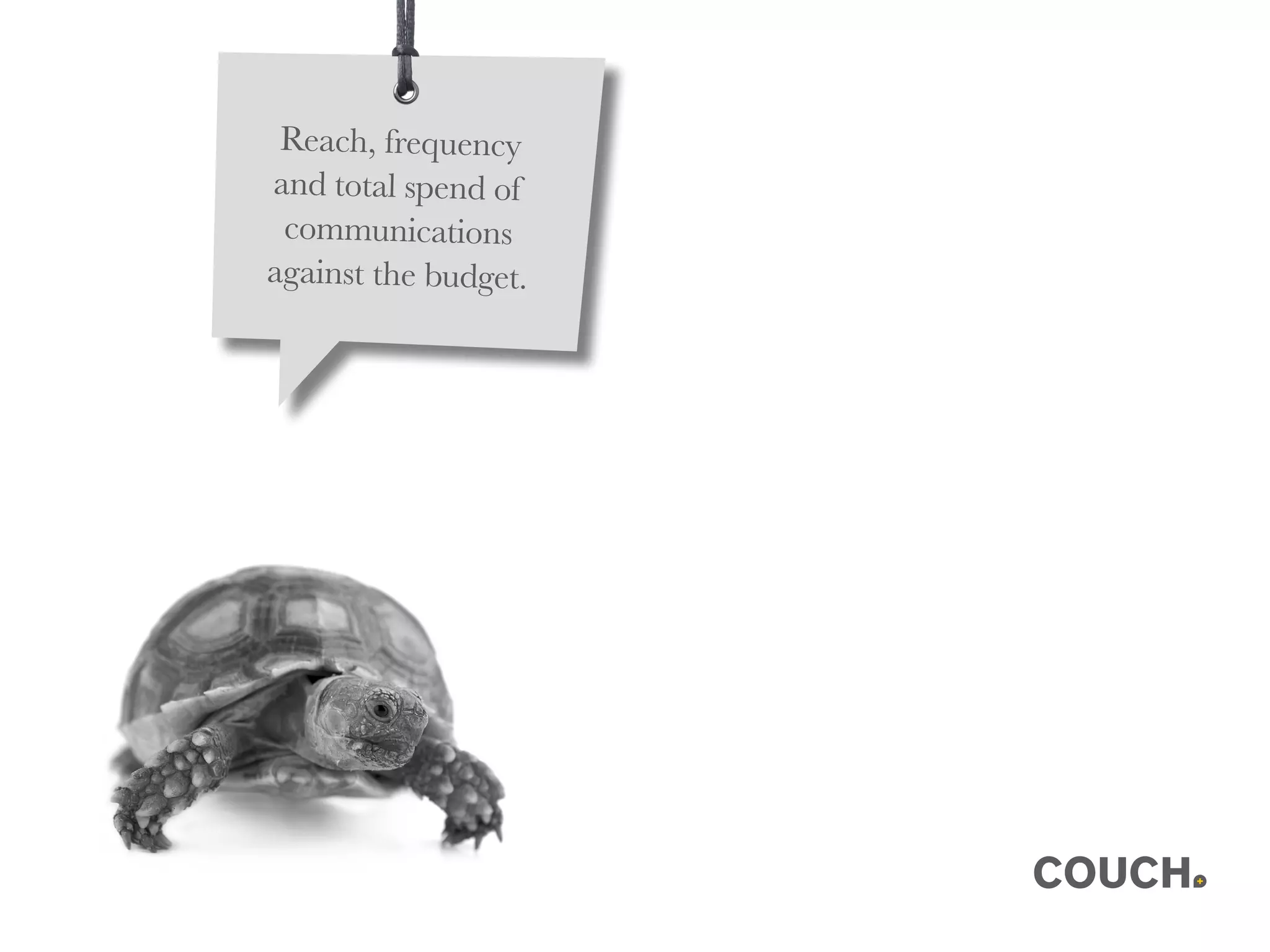 Reach, frequency
and total spend of
communications
against the budget.
 