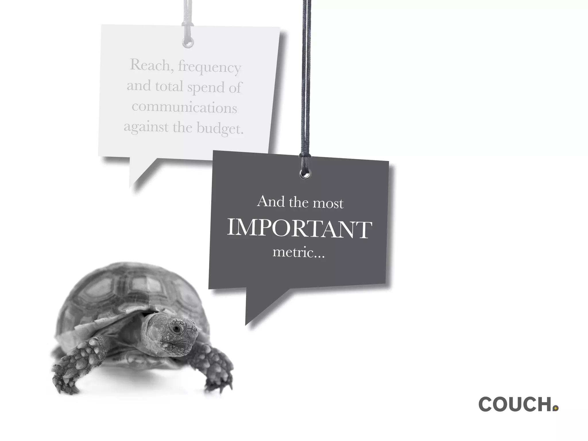 Reach, frequency
and total spend of
communications
against the budget.
And the most
IMPORTANT
metric...
 