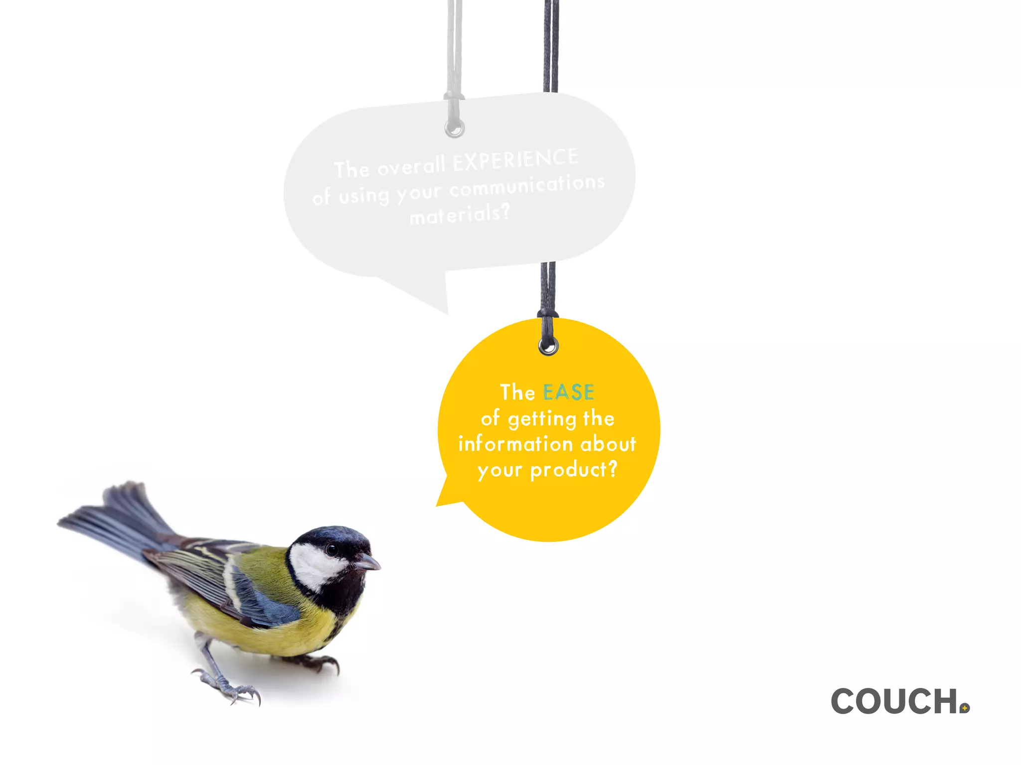 The EASE
of getting the
information about
your product?
The overall EXPERIENCE
of using your communications
materials?
 