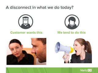 A disconnect in what we do today?
Customer  wants  this We  tend  to  do  this
 