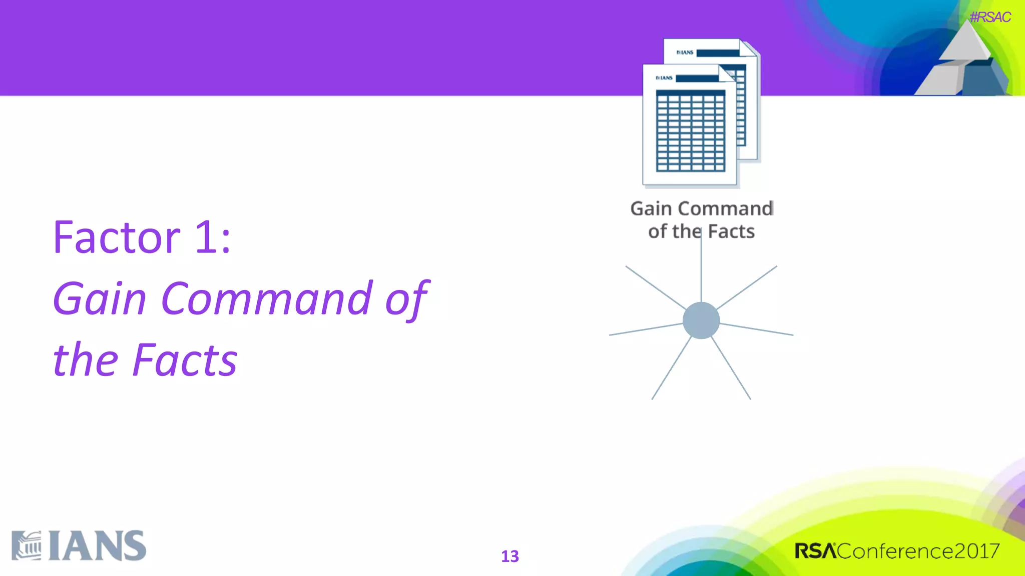 #RSAC
Factor 1:
Gain Command of
the Facts
13
 